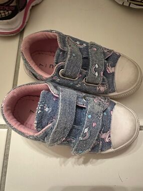 Denim-Style Unicorn Velcro Toddler Sneakers